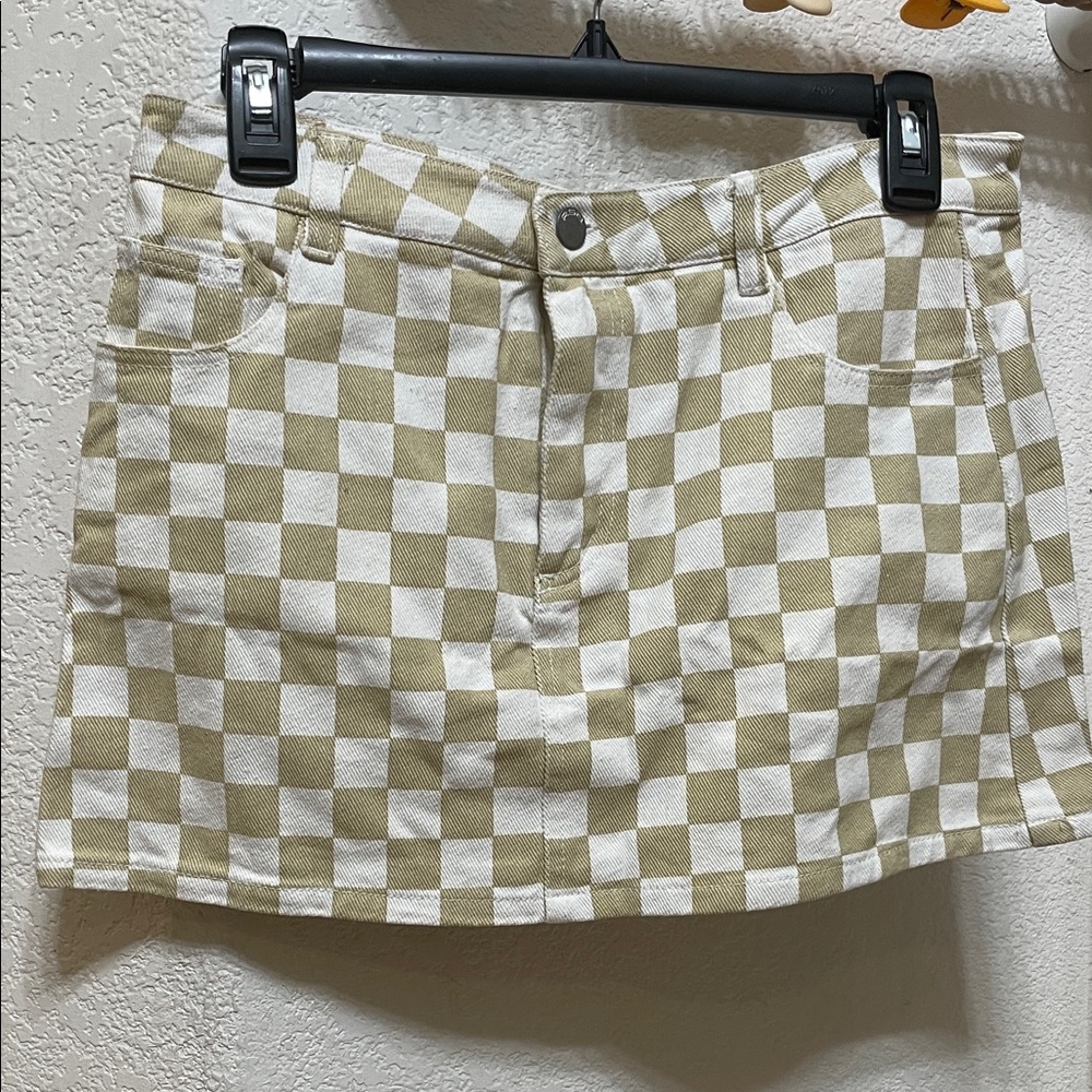 RSQ Checkered Beige and White Pencil mini Skirt size 27